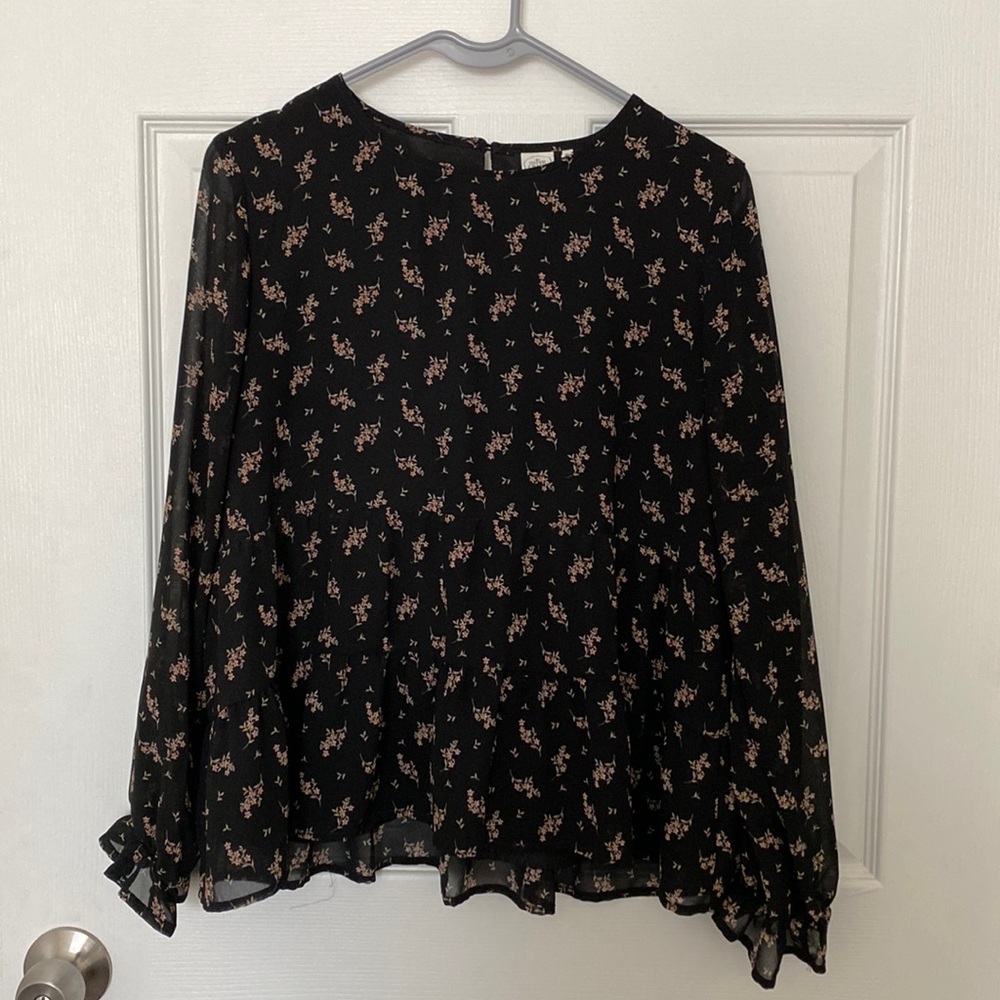 Black Floral Blouse